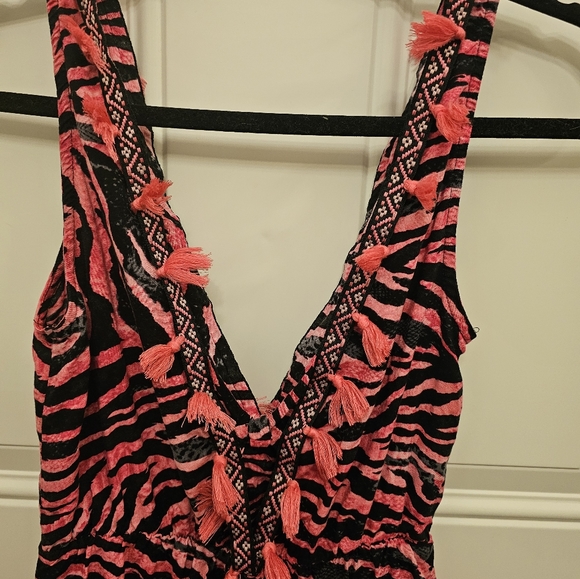 ASOS Beach Cover Up Romper Shorts One-piece pink leopard 🐆 💗 size 0 - Picture 4 of 5